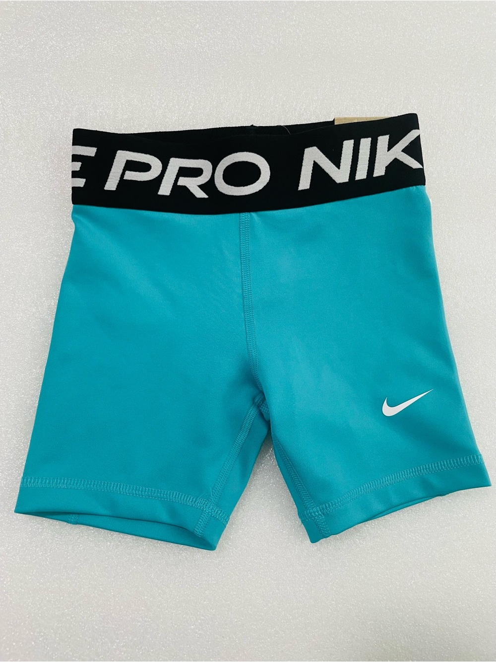 Nike Girls' Turquoise Pro Compression Leggings with Black Waistband